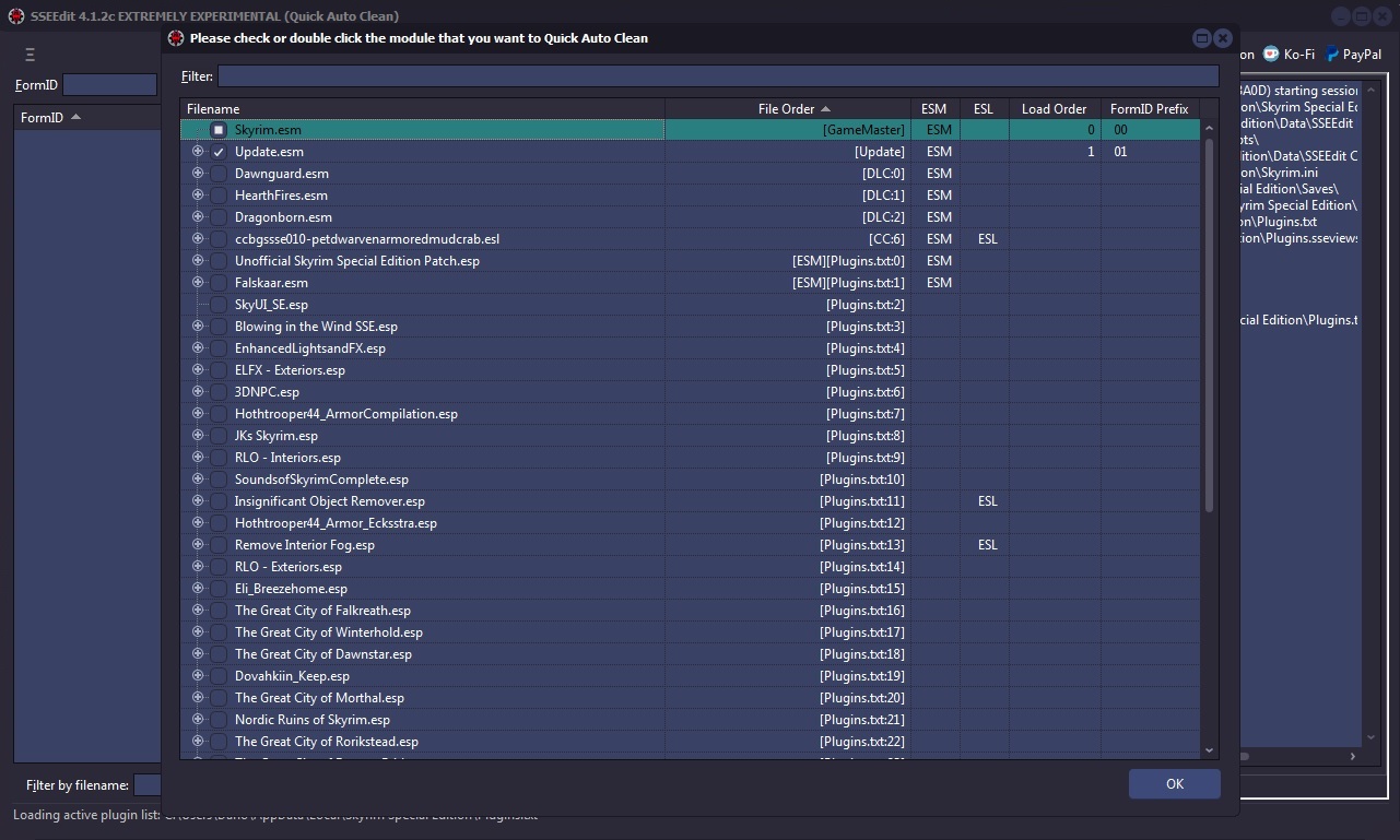 how to manually clean update esm skyrim se